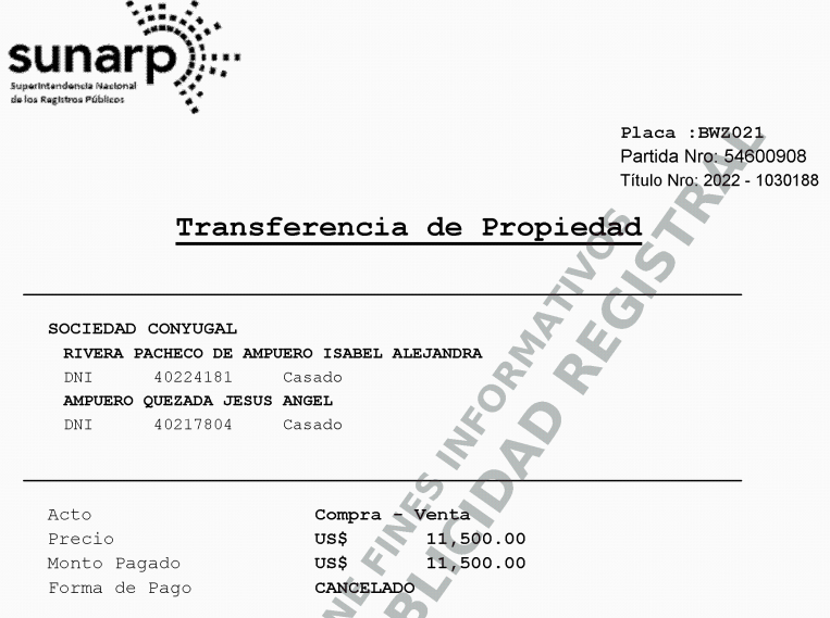 Precio de compra 50 mil soles