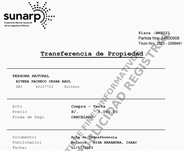 a los pocos meses lo revenden por 5 mil miseros soles