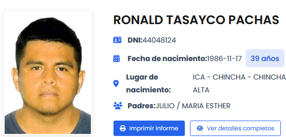 ronald tasayco pachas organizacion criminal