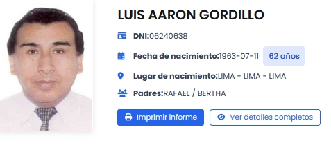 luis aaron gordillo  dni 06240638 registro criminal