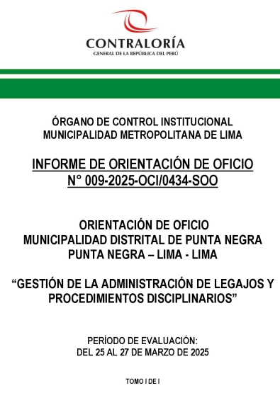 municipalidad punta negra documentos desaparecidos en la gestion de eulogio huyhua contraloria del peru 009-2025
