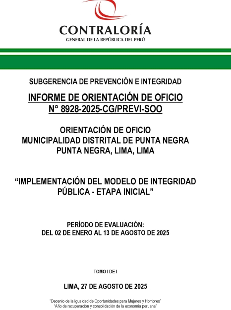 municipalidad punta negra sin portal de transparencia eulogio huyhua miente informe contraloria 8928-2025